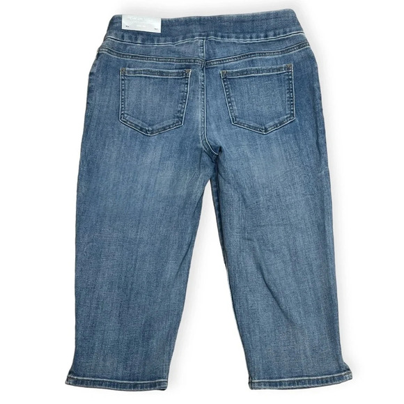 Chicos denim pull on capris Chicos size 0 Regular 4 17 inch inseam stretchy blue - Picture 4 of 11